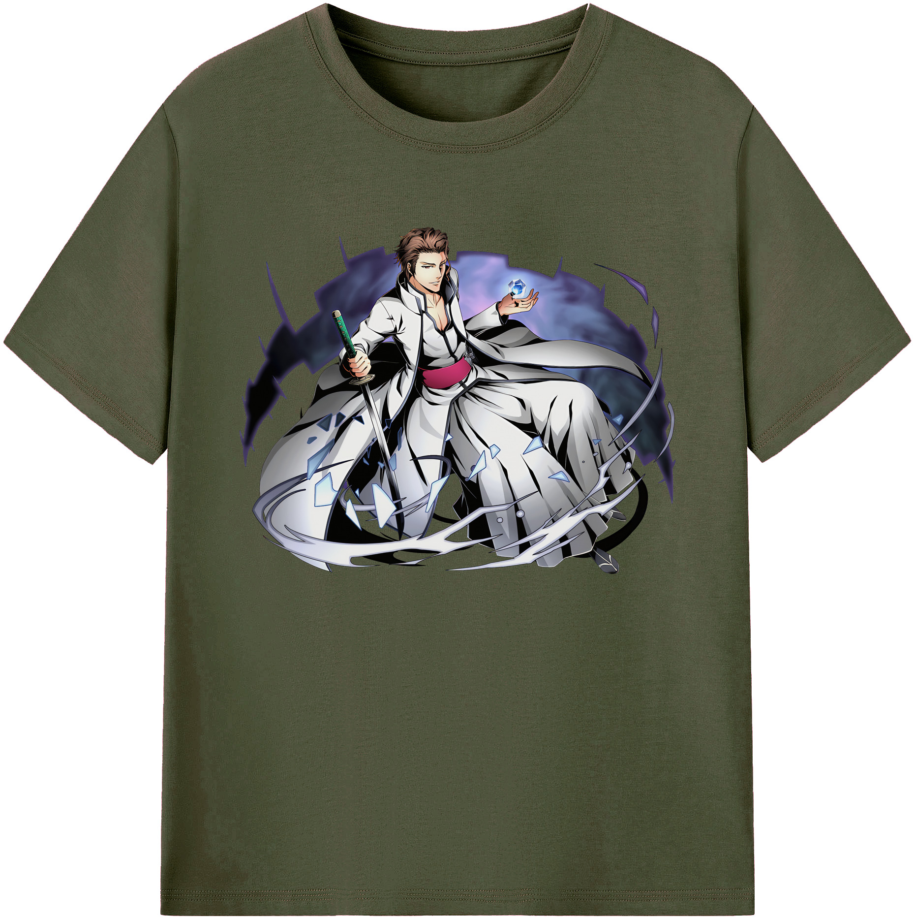 （画像用） ブリーチ 藍染 惣右介（あいぜん そうすけ） BLEACH Aizen Sousuke 綿100％ メンズ半袖Tシャツ｜肌触りやわらか＆通気性